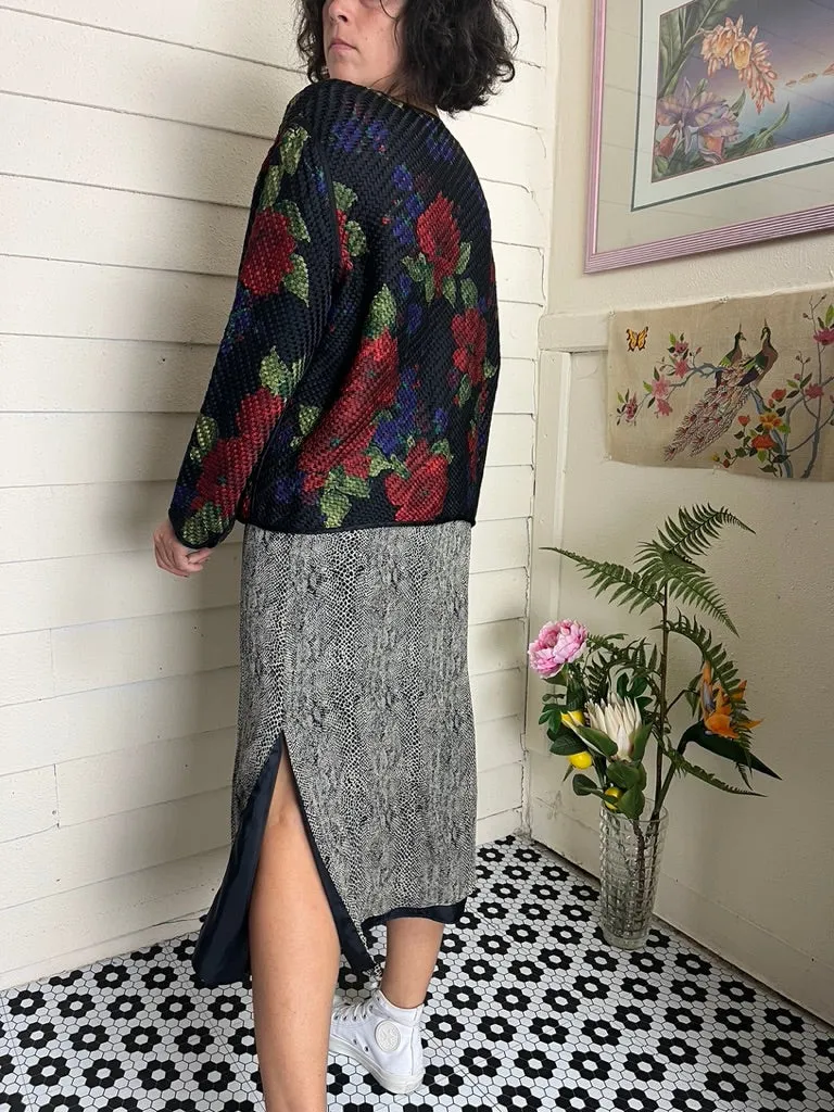 1990s CHICO'S SILK OPEN BLAZER QUILTED WOVEN BASKETWEAVE PATTERN