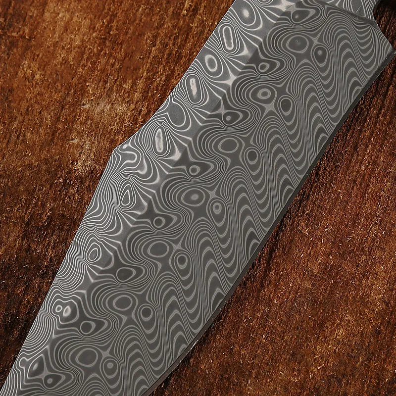95 Layer Forged Damascus Steel Knife With Leather Sheath For Outdoor Survival Camping Tactical Hunting Pocket Knife