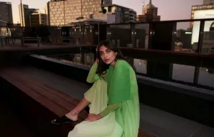 Alquema Estrella Dress & Collare Coat - Jade To Wheat