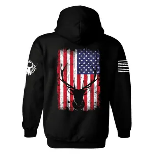 American Flag Buck Deer Hunting Patriotic Hoodie | Deer Hunting | Hunter | Hunting Season Hoodie | American flag Deer Hoodie | Unisex Hoodie