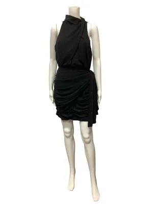 Aqua Dress Black Sequin Sleeveless Mini Side Tie W/Tags Size: S