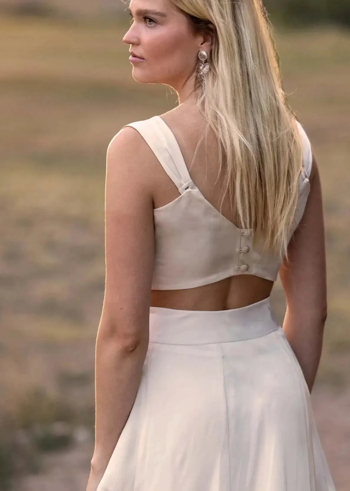 Barton Skirt | Ivory Satin Maxi Skirt with Top Set
