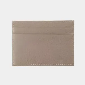 Beige Calf Leather Single Sided Card Holder