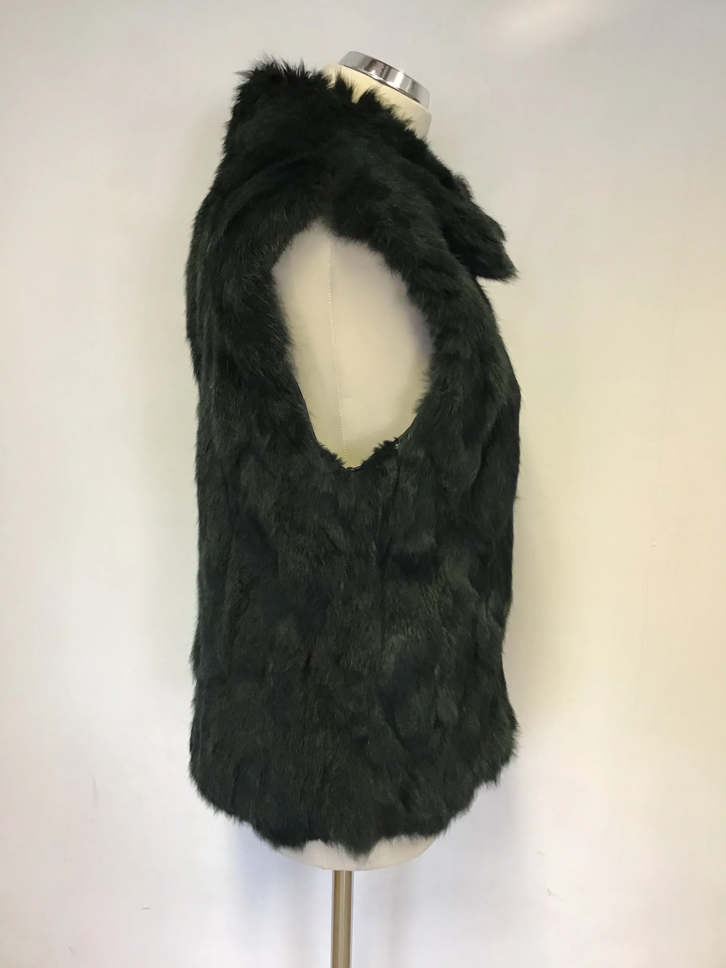 BLACK BY SAKS FIFTH AVENUE DARK GREEN DYED RABBIT FUR GILET SIZE M/L