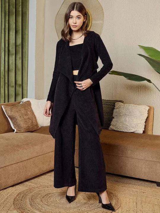 Black corduroy Three Piece Coord Set