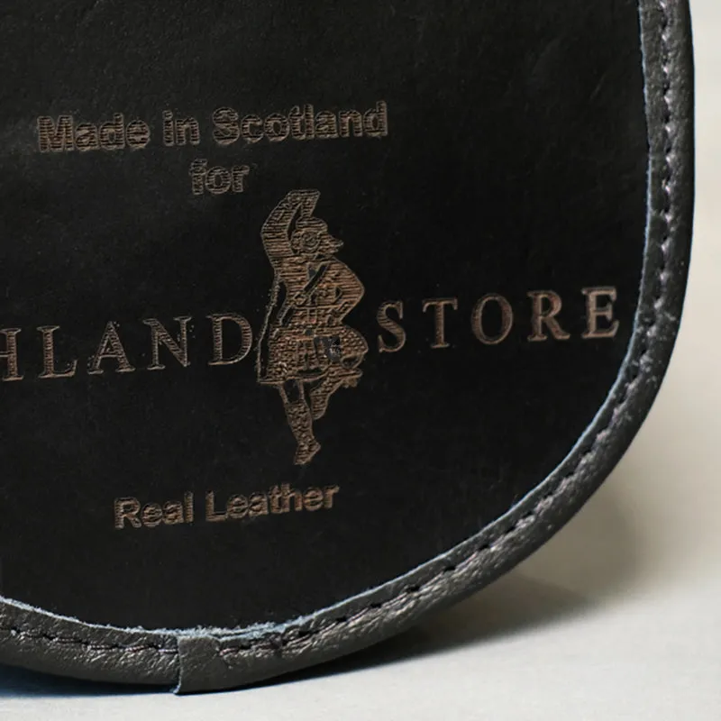 Black Leather Hunting Sporran with Black Rabbit Fur