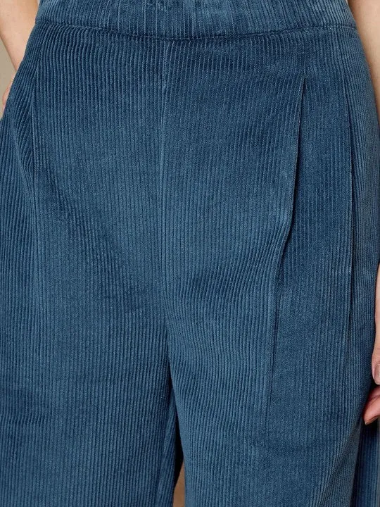 Blue corduroy Three Piece Coord Set
