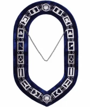 Blue Lodge Working Tools - Chain Collar - Gold/Silver on Blue   Free Case