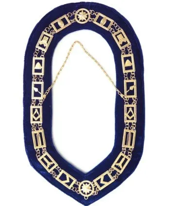 Blue Lodge Working Tools - Chain Collar - Gold/Silver on Blue   Free Case