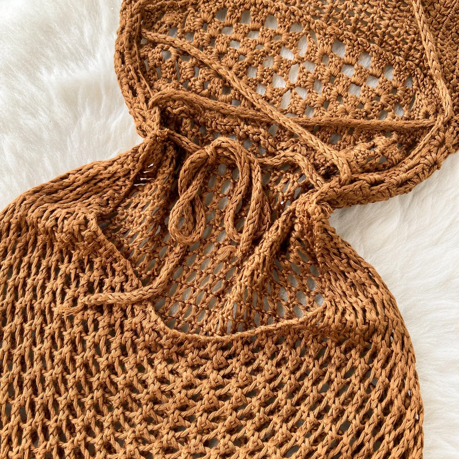 Bohemia Hollowed Caramel Slip Dress