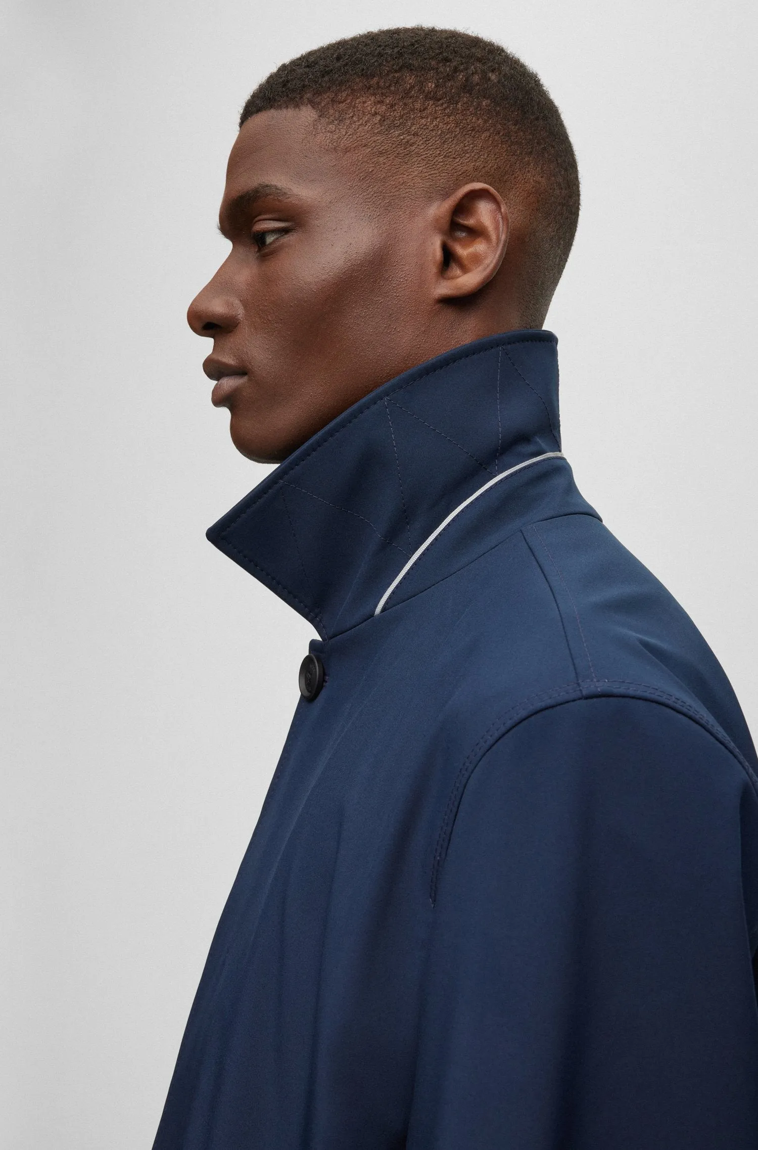 Boss Softcell Stretch Performance Material Water-Repellent Coat - Navy