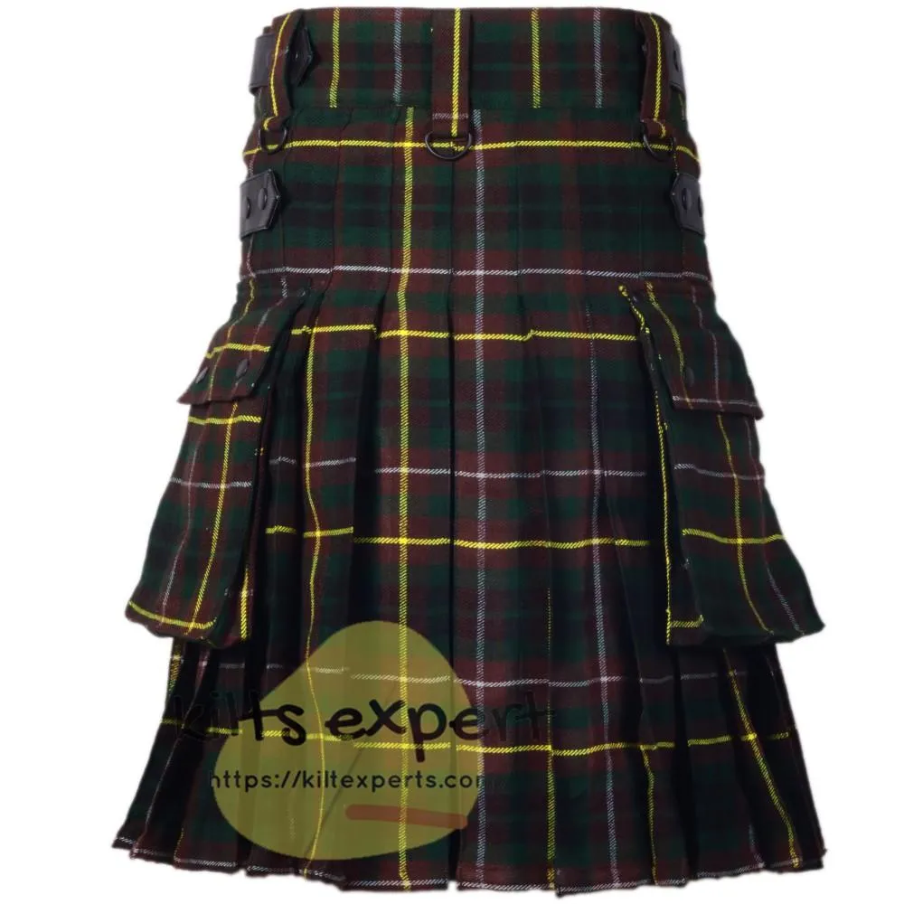 Buchanan Hunting Tartan Leather Straps Utility Kilt
