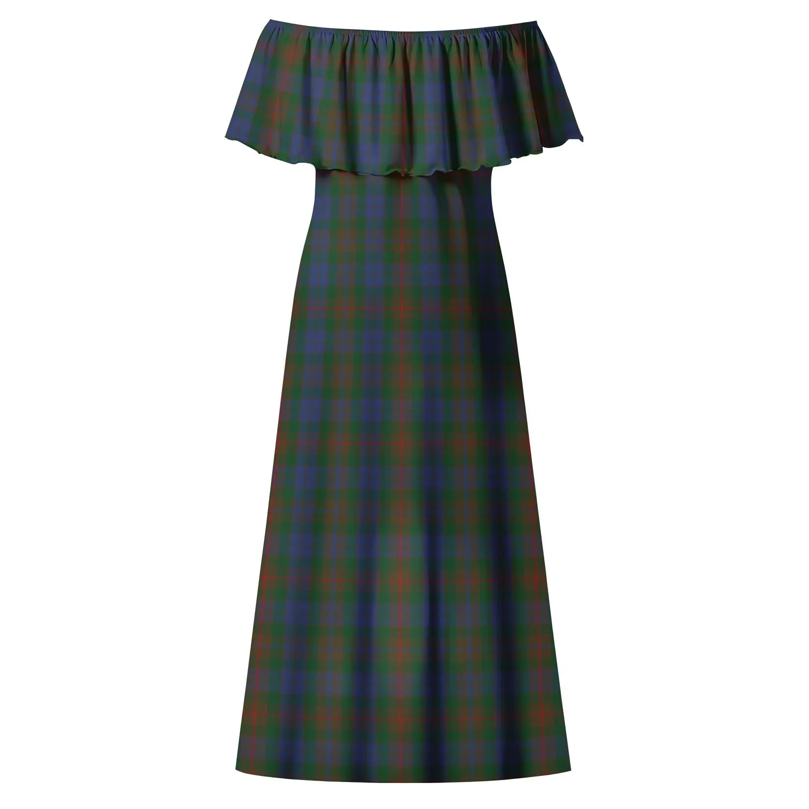 Buchanan Hunting Tartan Off Shoulder Long Dress