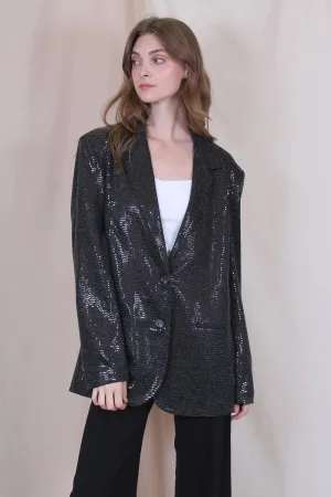 City Girl Oversized Sequin Black Blazer
