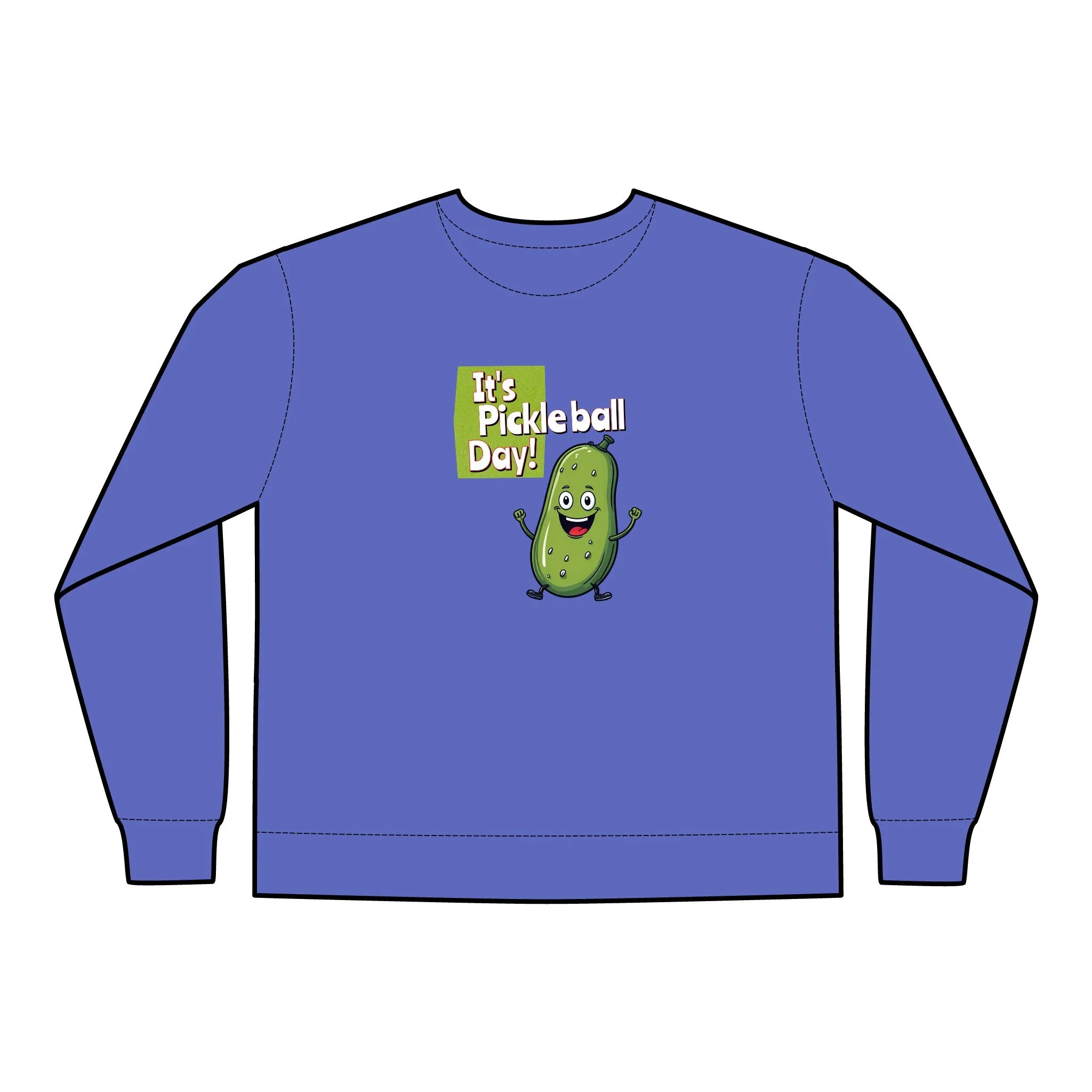 Crewneck Sweatshirt - Happy Pickle Dude - It's Pickleball Day Design