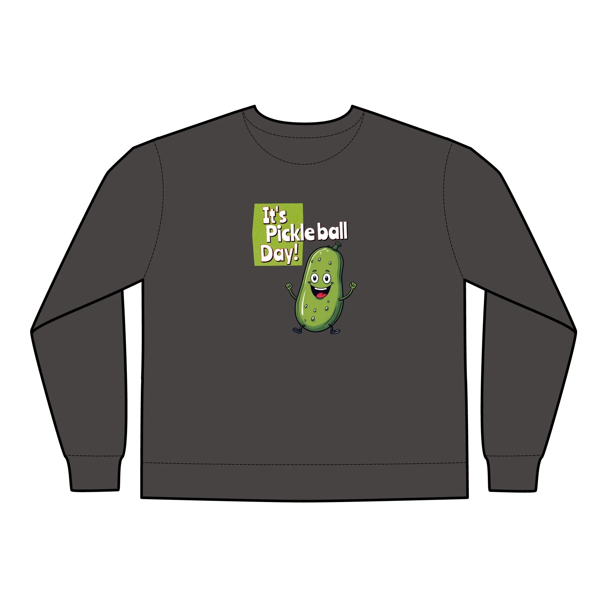Crewneck Sweatshirt - Happy Pickle Dude - It's Pickleball Day Design