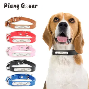 Custom Collar Anti-lost PU Leather Personalized