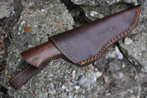 Damascus Hunting Knife with Burl Wood & Mosaic Pins Handle - AR1009