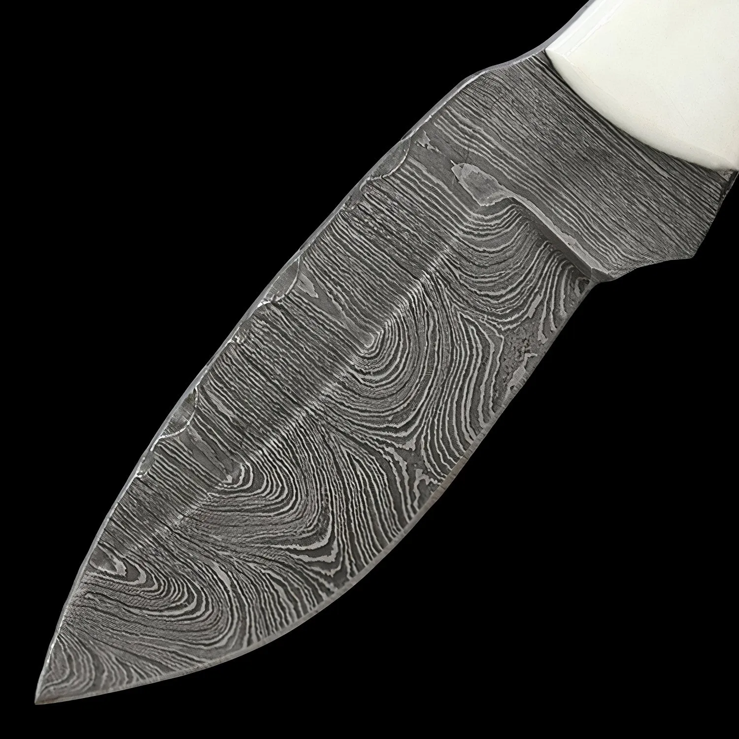 Damascus Steel 6" Fixed Blade Hunting Knife Wood & Resin Handle Navy