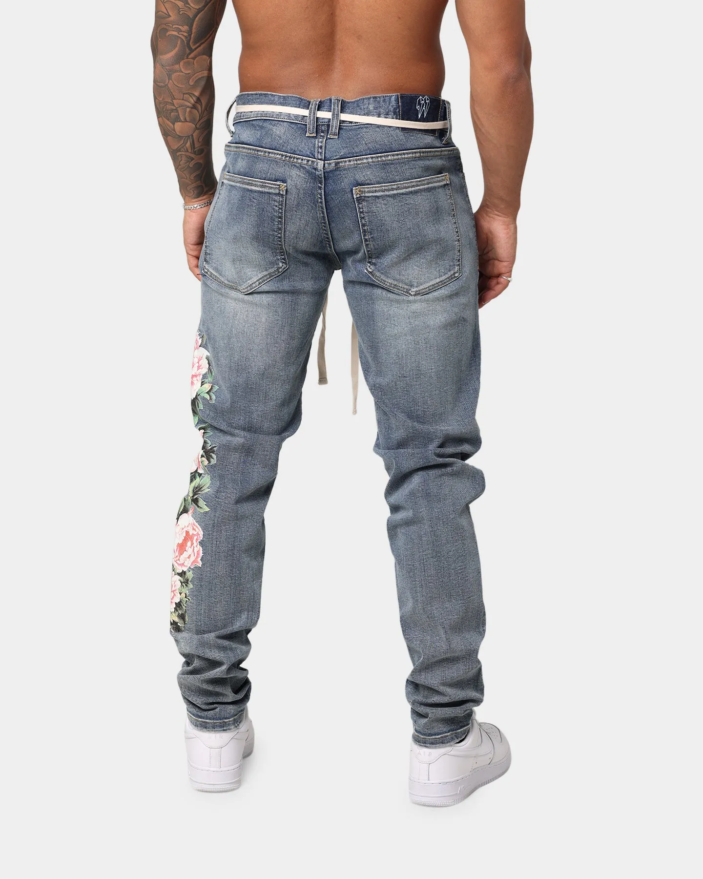EN ES Floral X12 Denim Jeans Washed Blue
