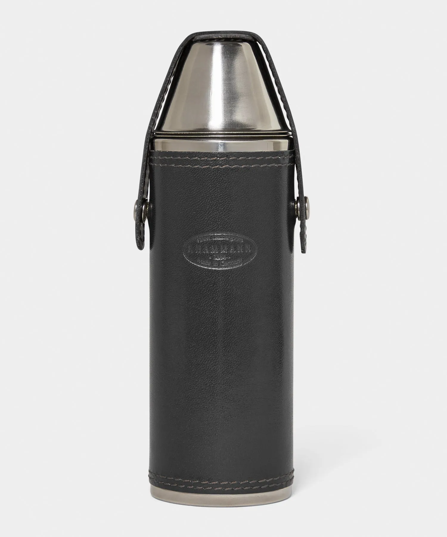 F. Hammann Leather Hunting Flask in Black