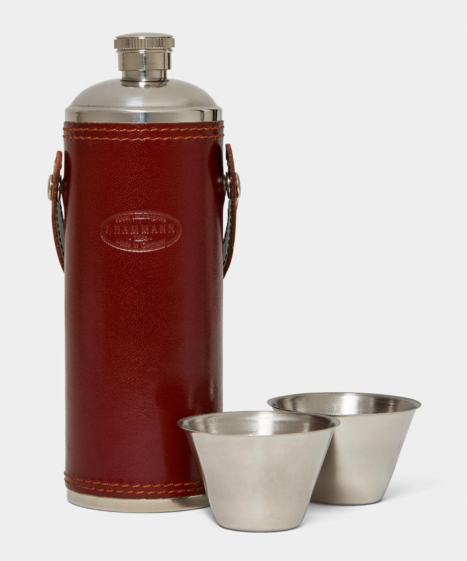 F. Hammann Leather Hunting Flask in Whiskey
