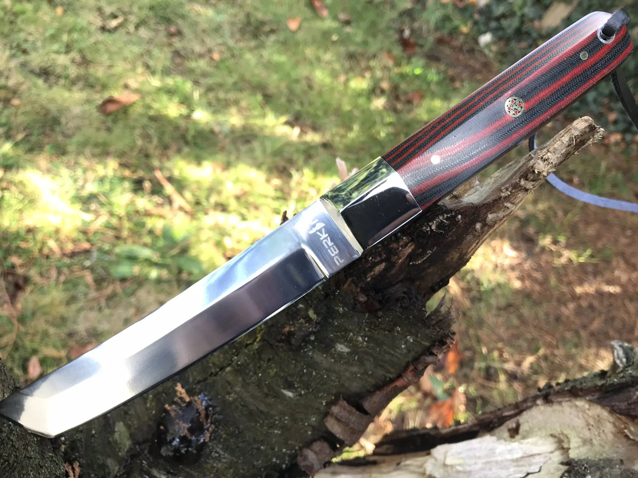 Fixed Blade D2 Steel Hunting Knife With Sheath - Tanto Blade and Micarta Handle