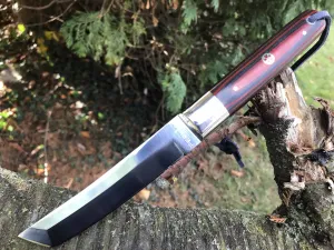 Fixed blade hunting knife with sheath D2 steel tanto blade