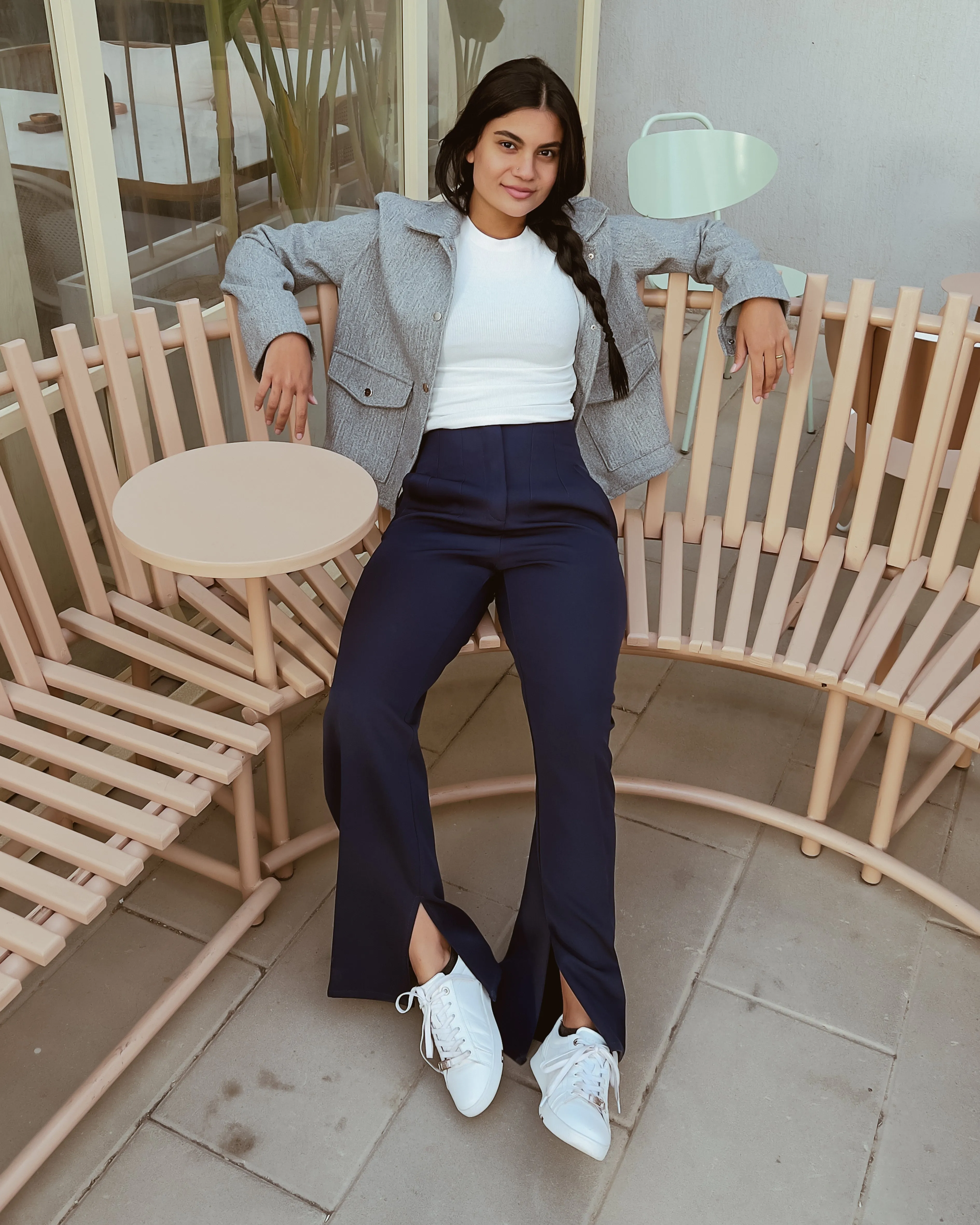 FLARED PANTS NAVY BLUE