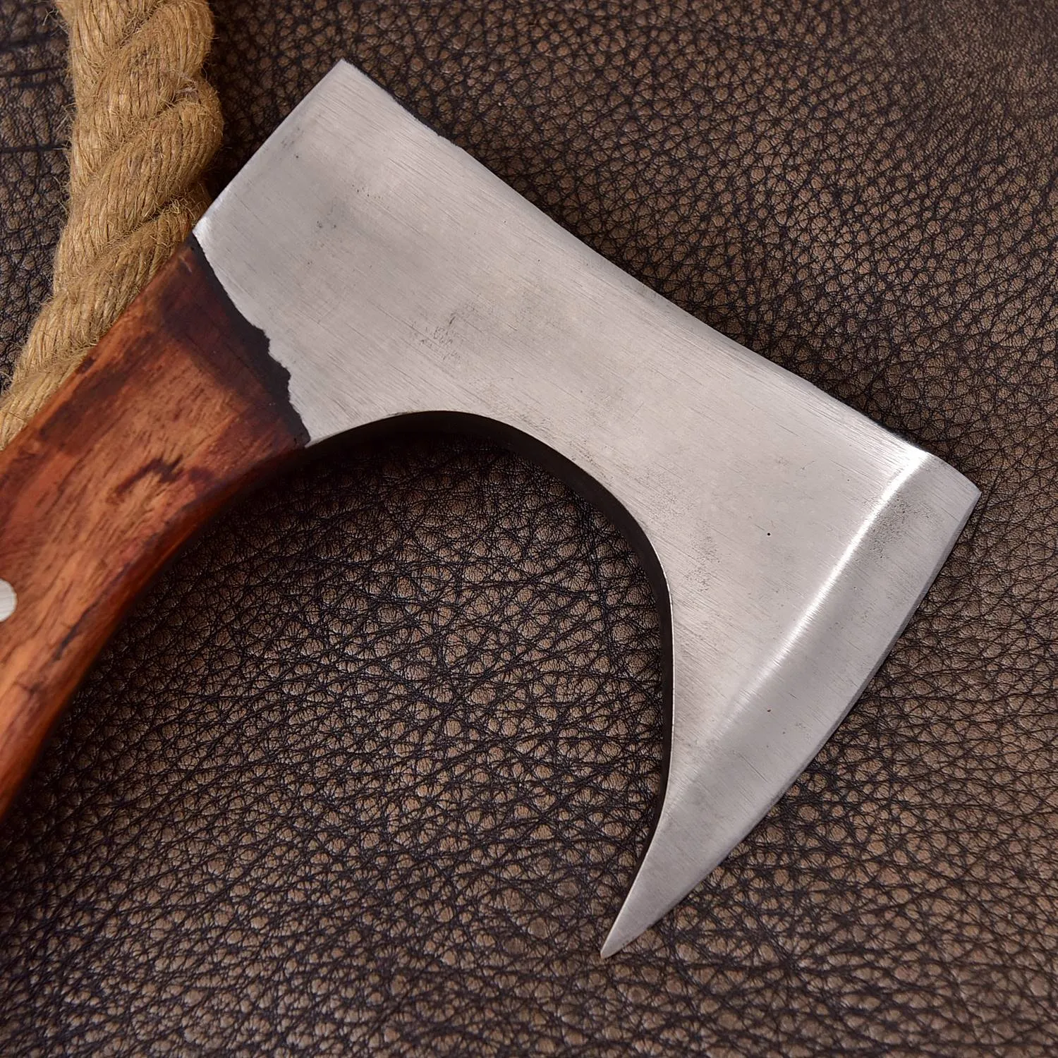 Full Tang Forged Carbon Steel Axe with Rose Wood Shaft - Viking Axe -X177