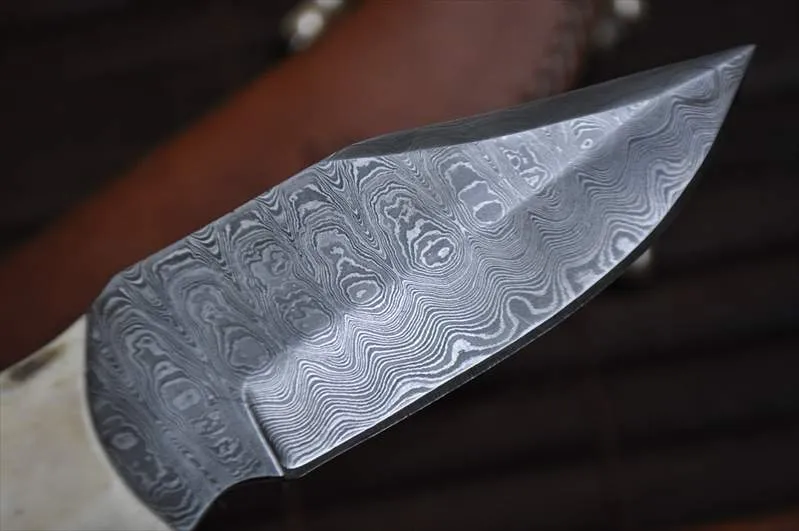 Full Tang Stunning Damascus Handmade Bushcraft Knife - Mammoth Handle