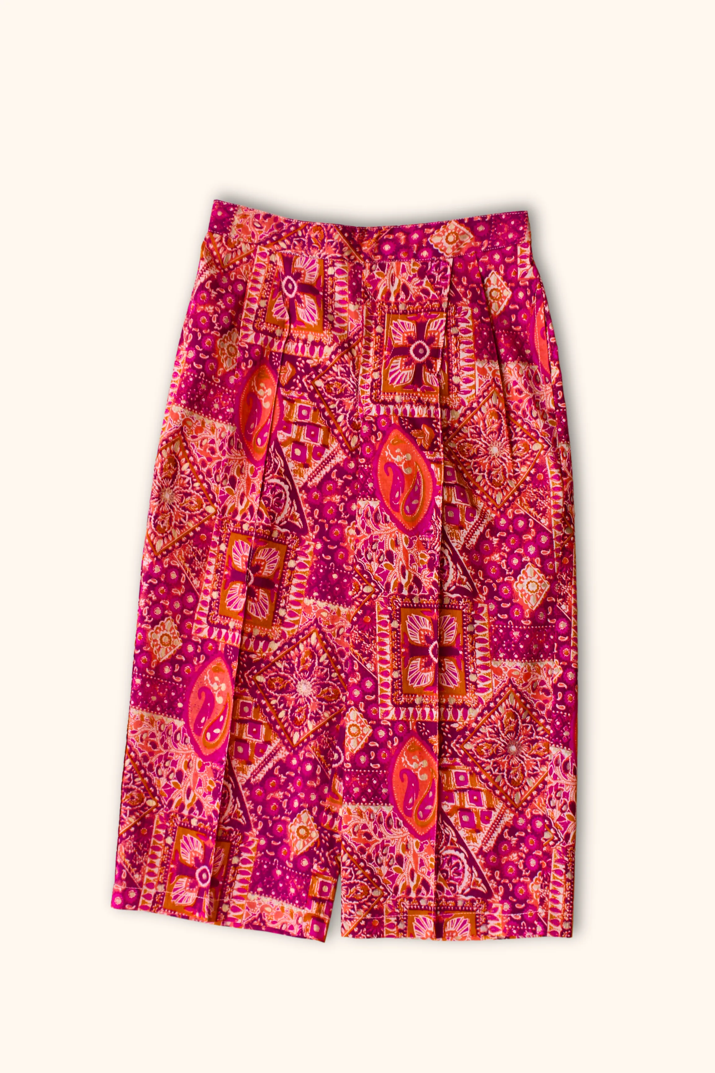 Girls Madame Printed Waist Coat and Pleated Pants set - Orange