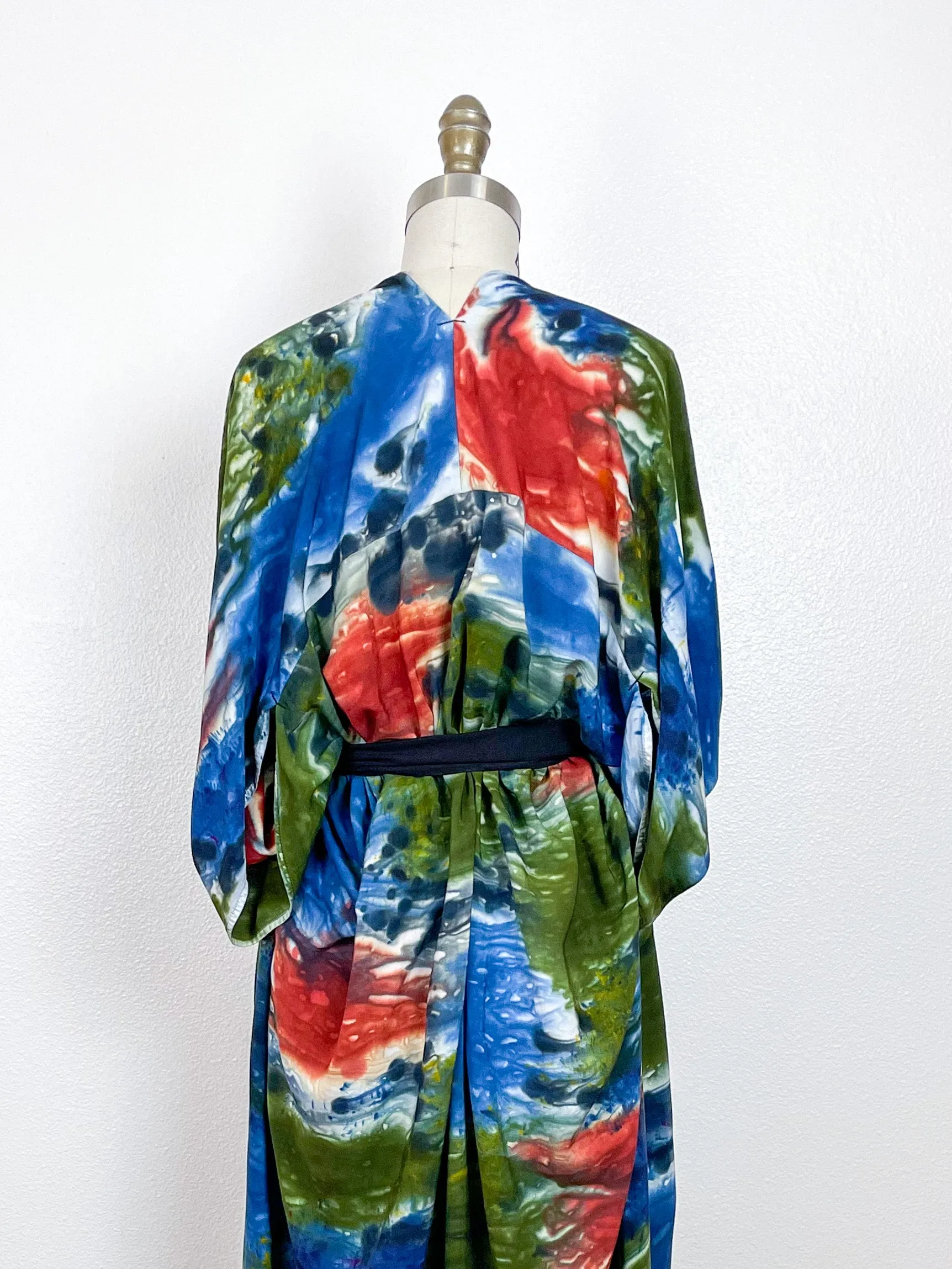 Hand-Dyed High Low Kimono Earth Tones Watercolor