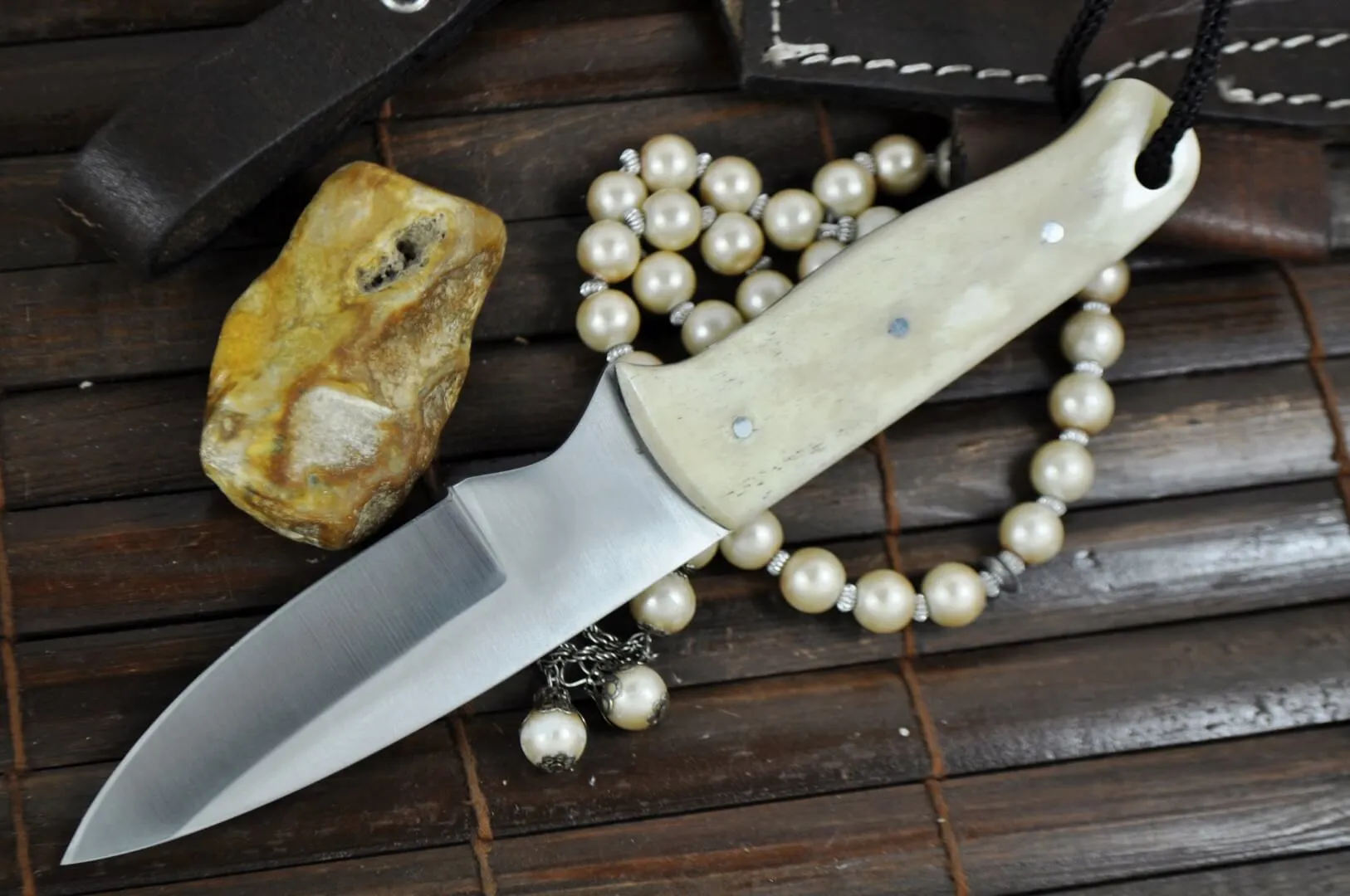 Handcrafted Bushcraft Knife with Camel Bone Handle