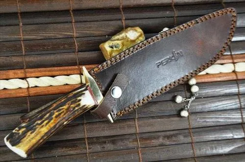 Handmade Damascus Hunting Bowie Knife With Sheath