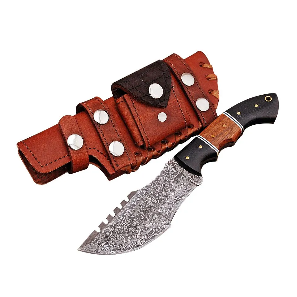 Handmade Damascus Steel Tracker Knife AMK021 D2 Steel Hunting Knives