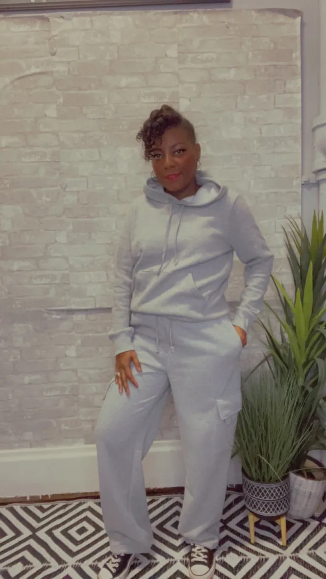 Hey Girl, Brushed French Terry Cargo Sweat Pants