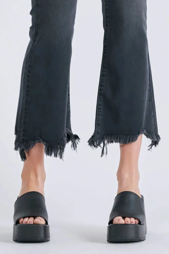 Hi Rise Super Fray Flare | Black