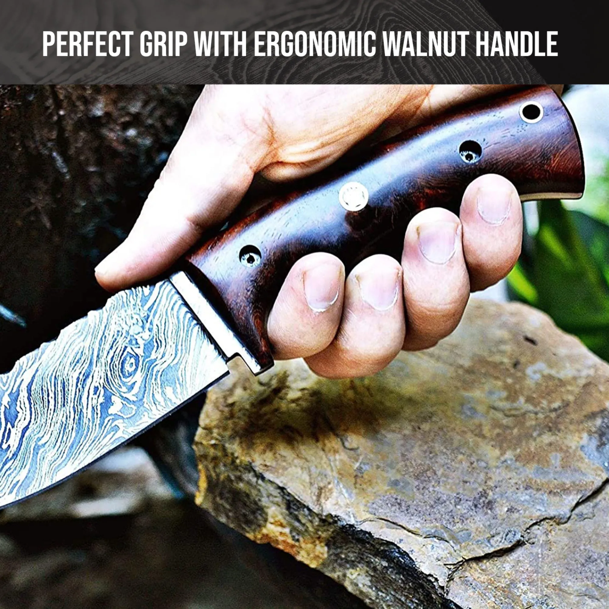 Hunter's Skinner Damascus Hunting Knife