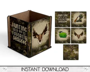 Hunting Box PNG Sublimation Design, Centerpiece MDF Box Design Digital Download