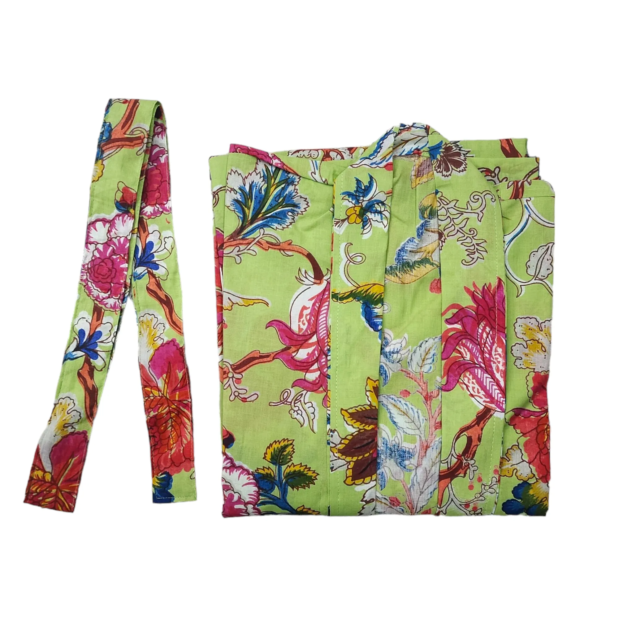 Kimono Bath Robes/ Night Suit - Tree Of Life Parrot Green