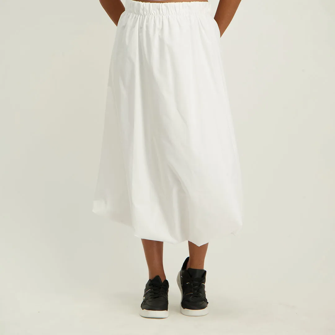 LADIES NOVA WHITE BUBBLE HEM MAXI SKIRT