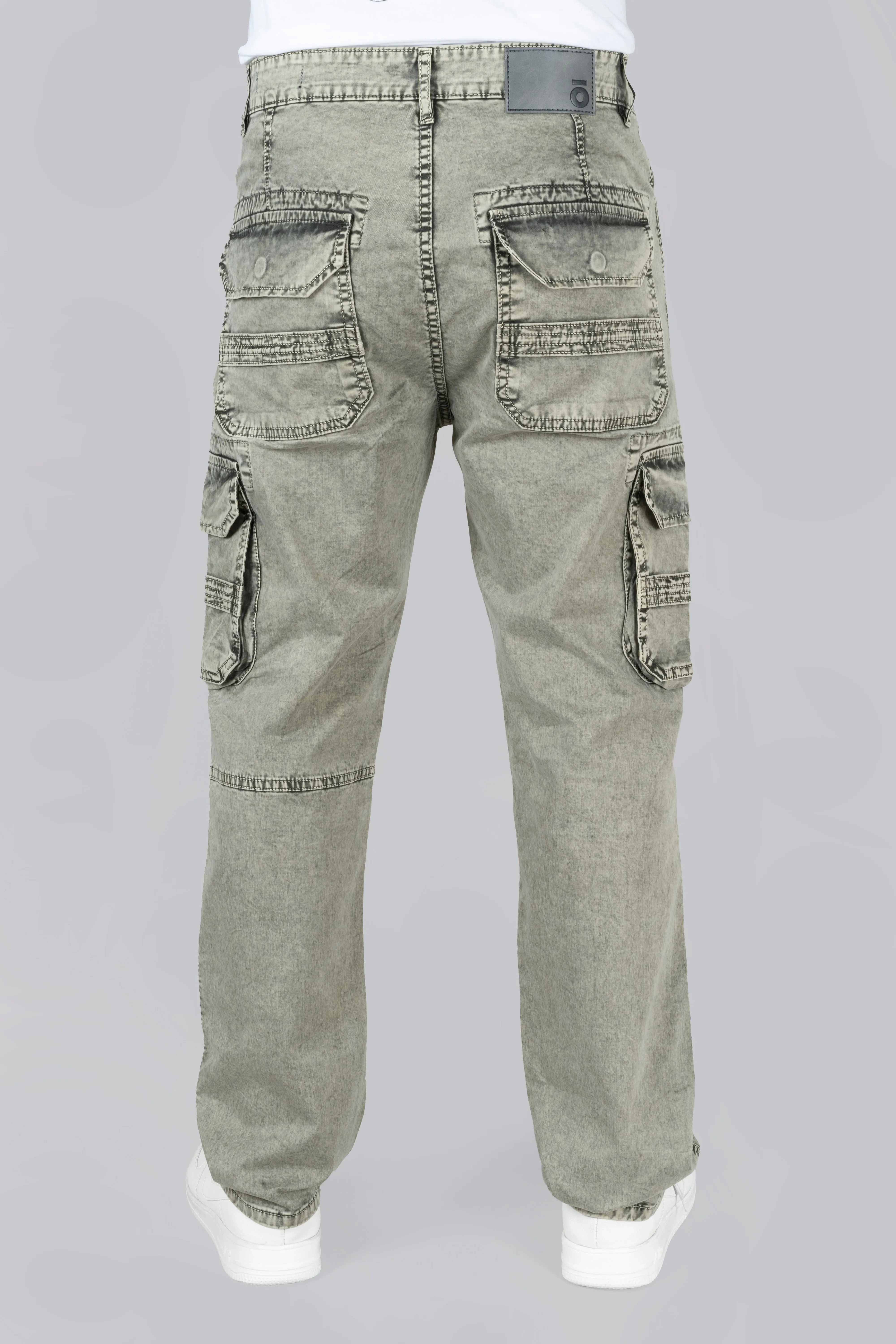 Light Green Denim Cargo Jeans - Regular Fit