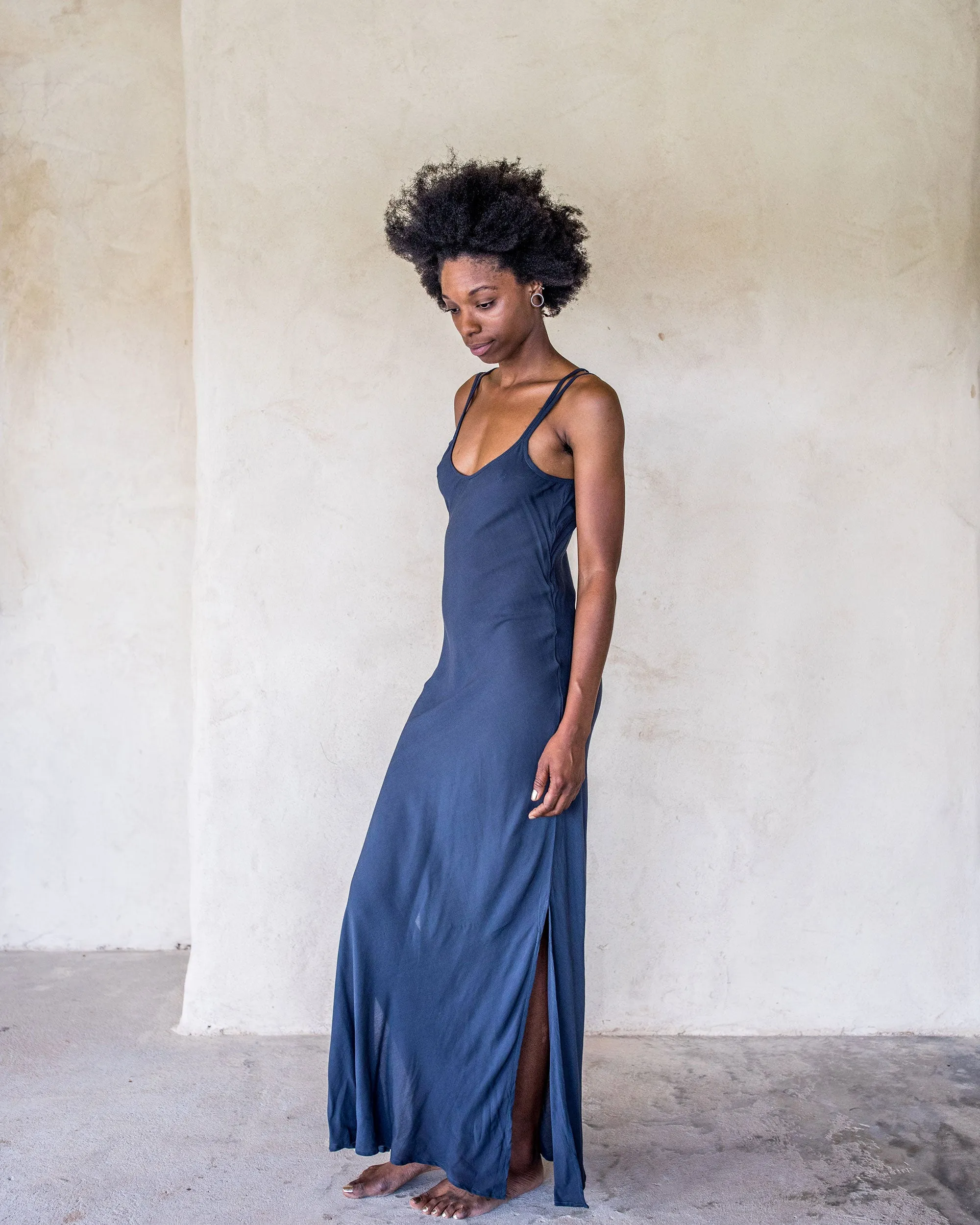 Long Slip Dress - Navy