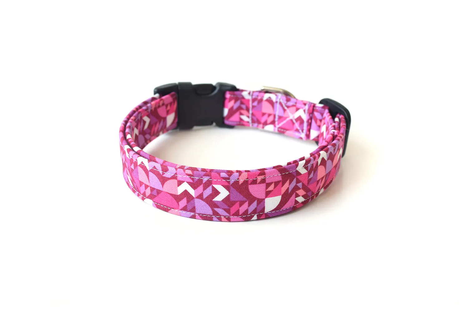 Magenta Pink Geometric Shapes Dog Collar