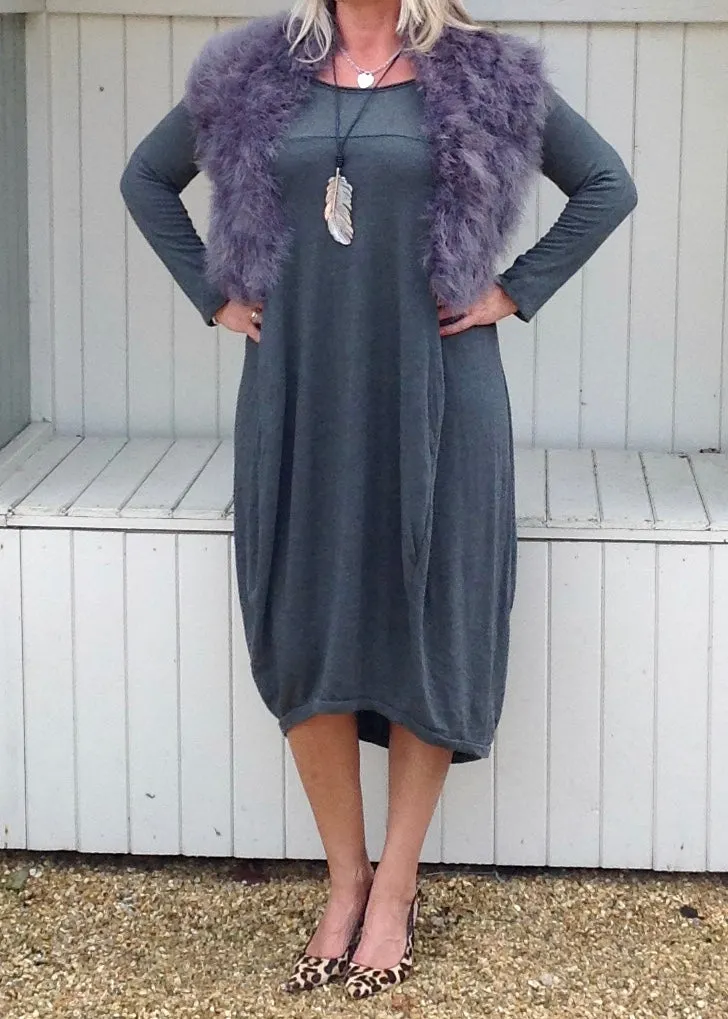 Marabou Feather Collar in Grey Lilac & Mocha