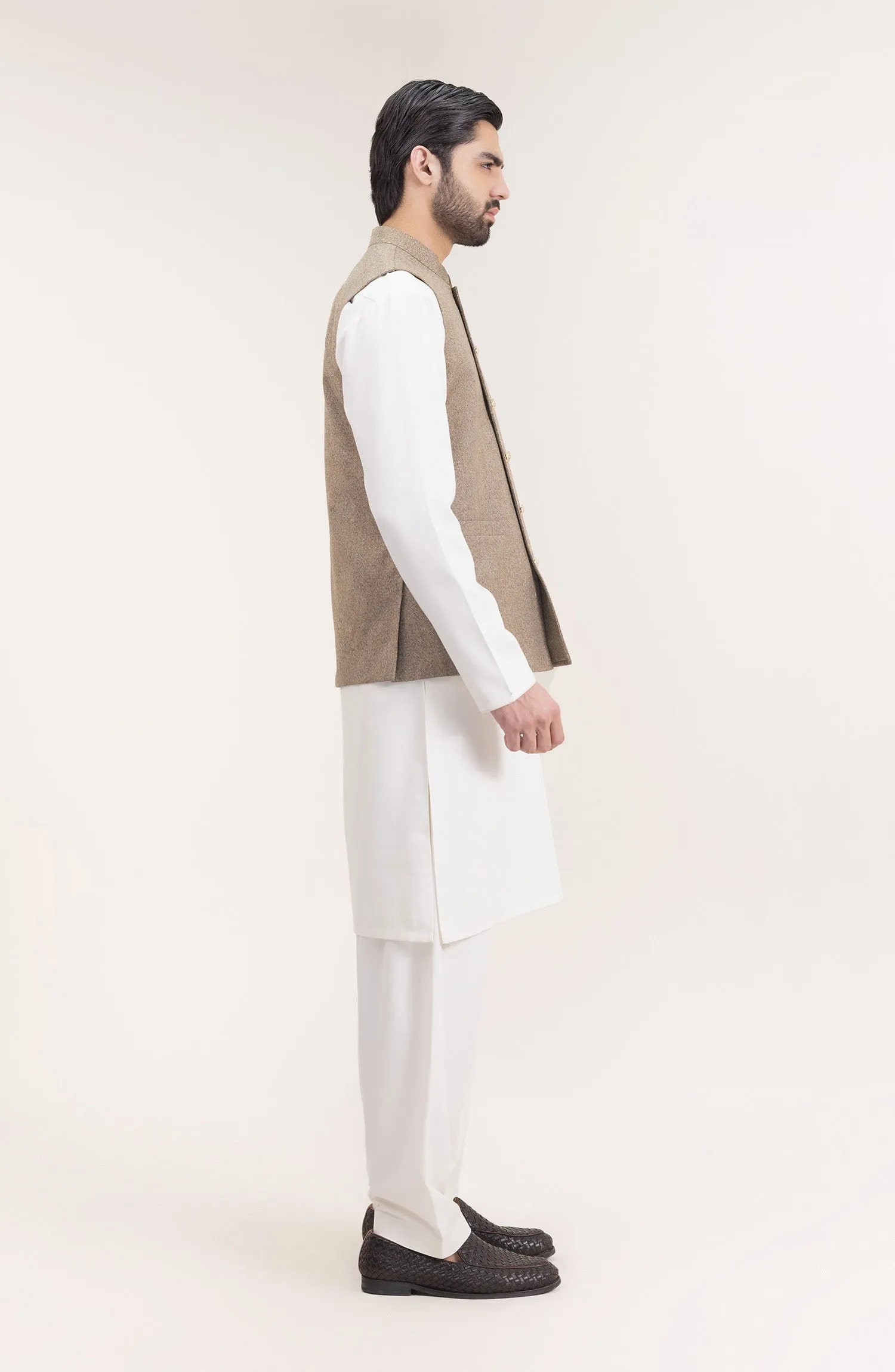 Mens Basic Waistcoat Khaki
