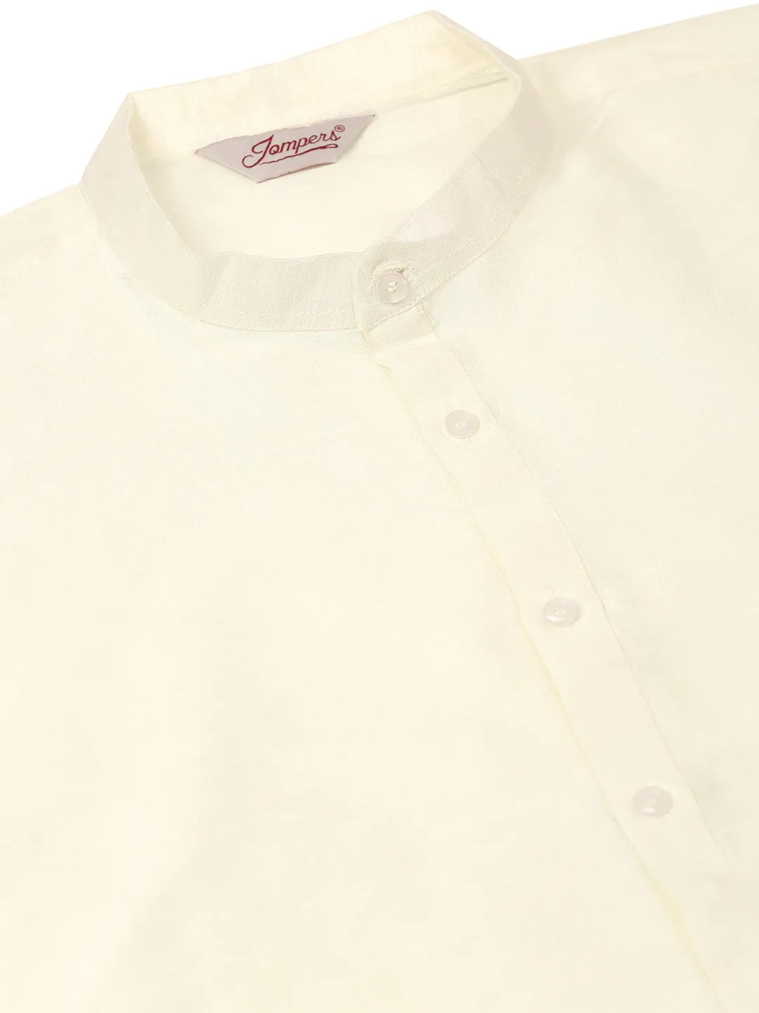 Men's Solid Kurta Pyjama With Pink Floral Embroidered Nehru Jacket