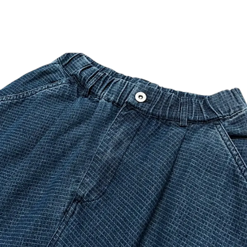 Mini check denim cargo jeans