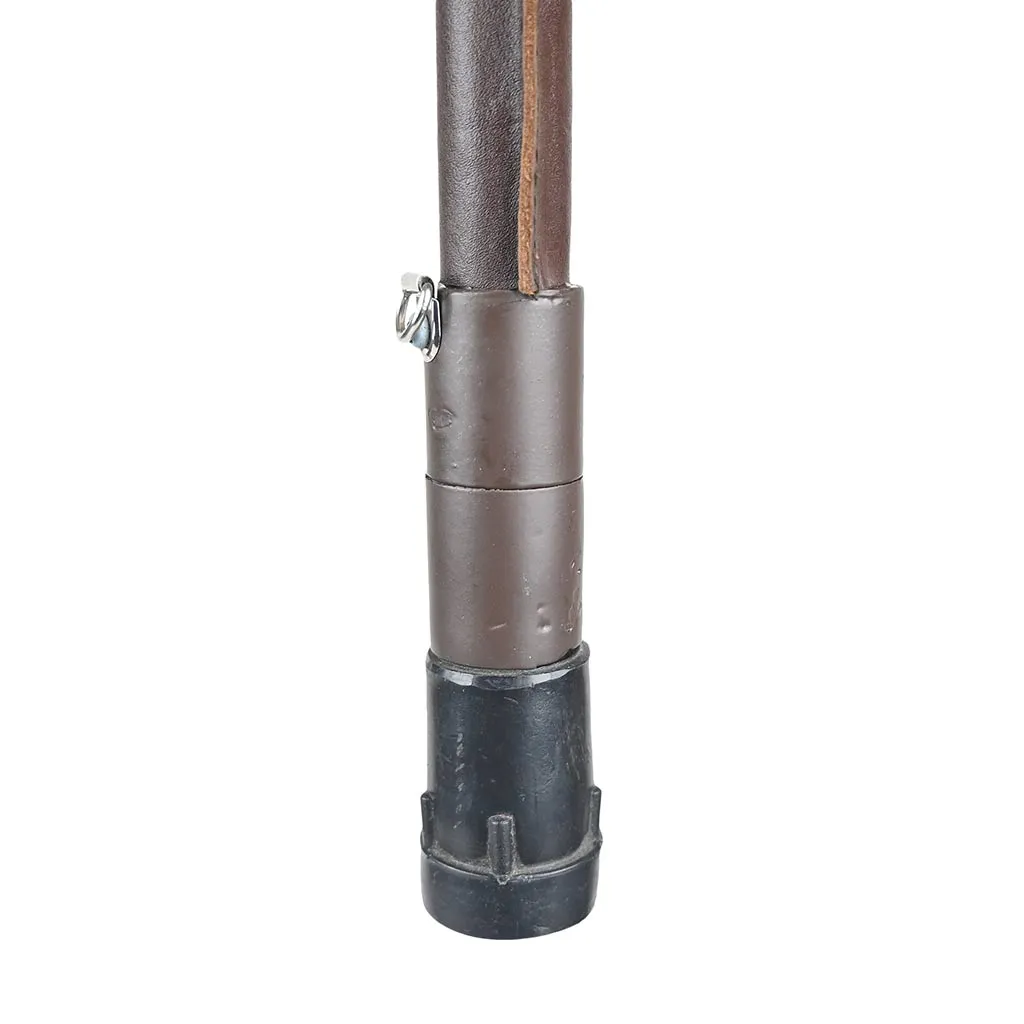 Outdoor Shooting Stick Spectator Adjustable Leather Walking Seat Coffee Brown
